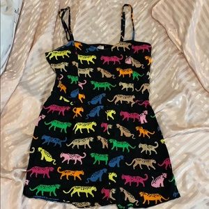Black and Neon Printed Leopard Romper
